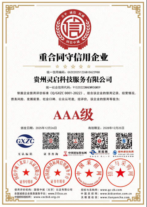 AAA级重合同守信用企业