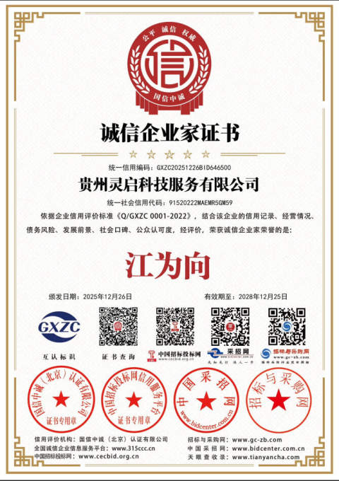 诚信企业家证书(江为向)